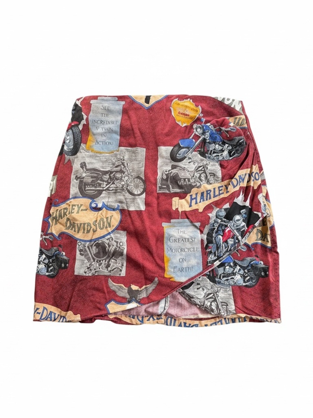 Harley-Davidson Burgundy Motorcycle Graphic Wrap Mini Skirt